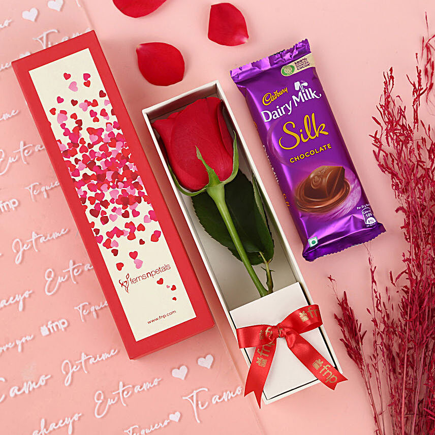 Silky Love Treat Combo:Valentines Day Flowers & Chocolates