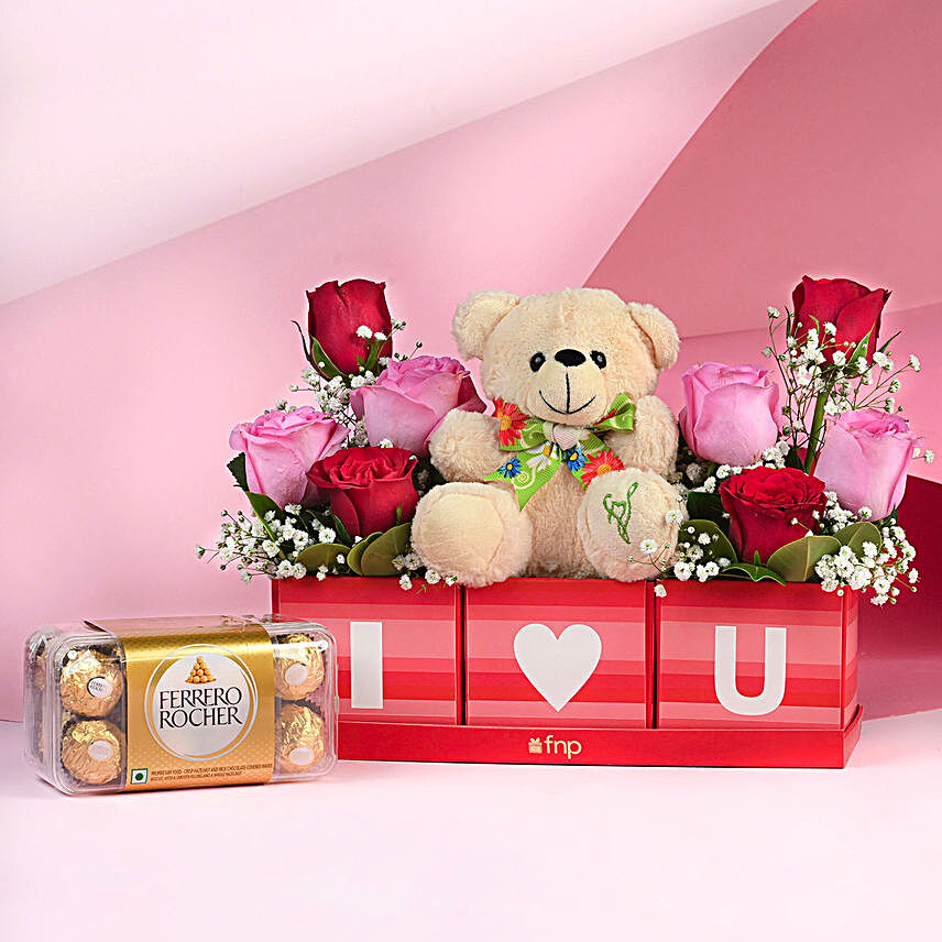 Love You Sweety Gift Combo:Flower N Teddy