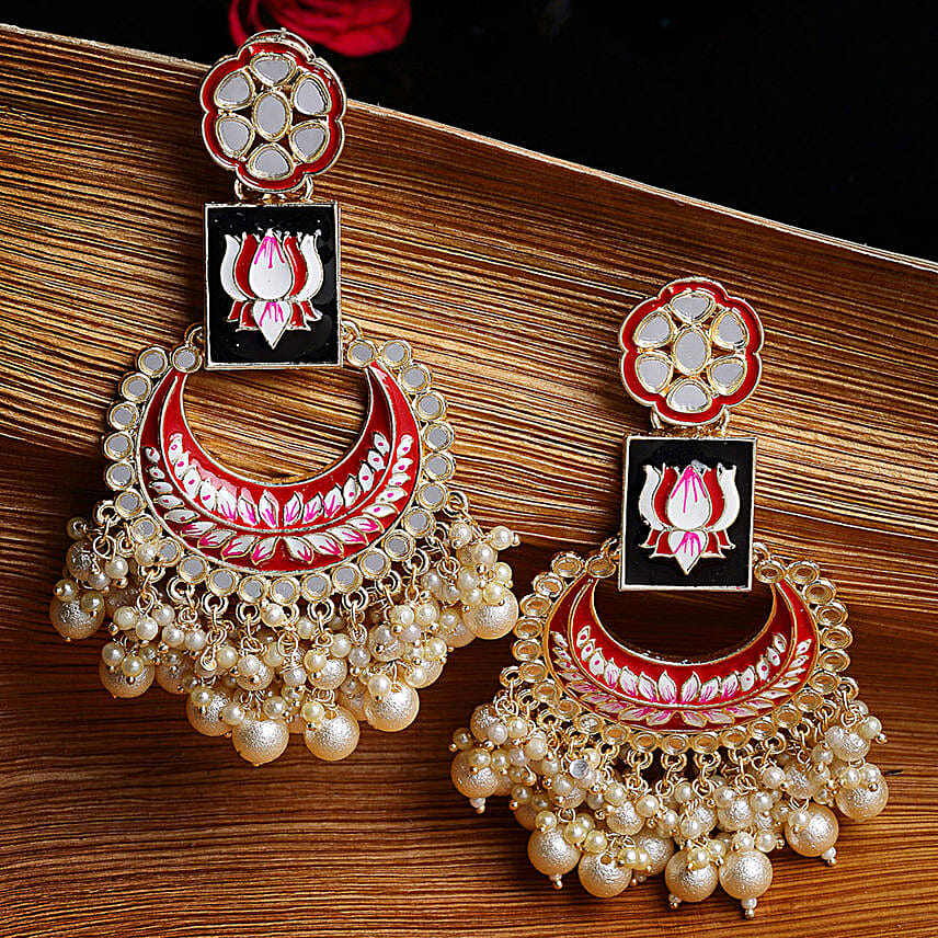 PANASH Mirror Work Chandbali Earrings