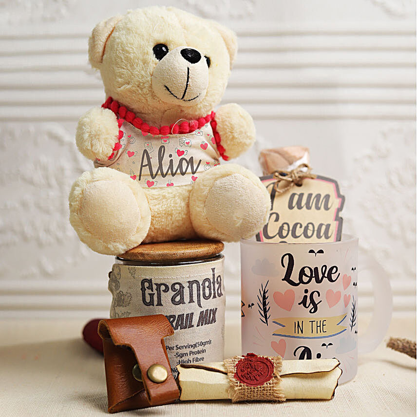 Personalised Snuggle N Munch Basket:Kiss Day Gifts