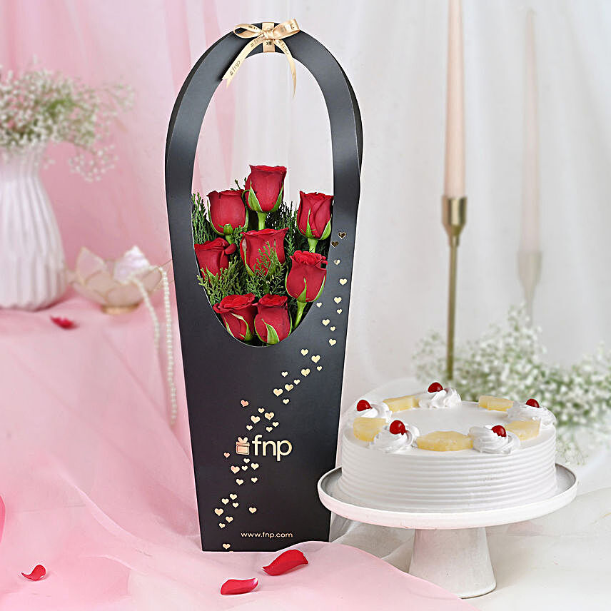 Take My Heart Sweet Gift Combo:Cake and Flower Delivery