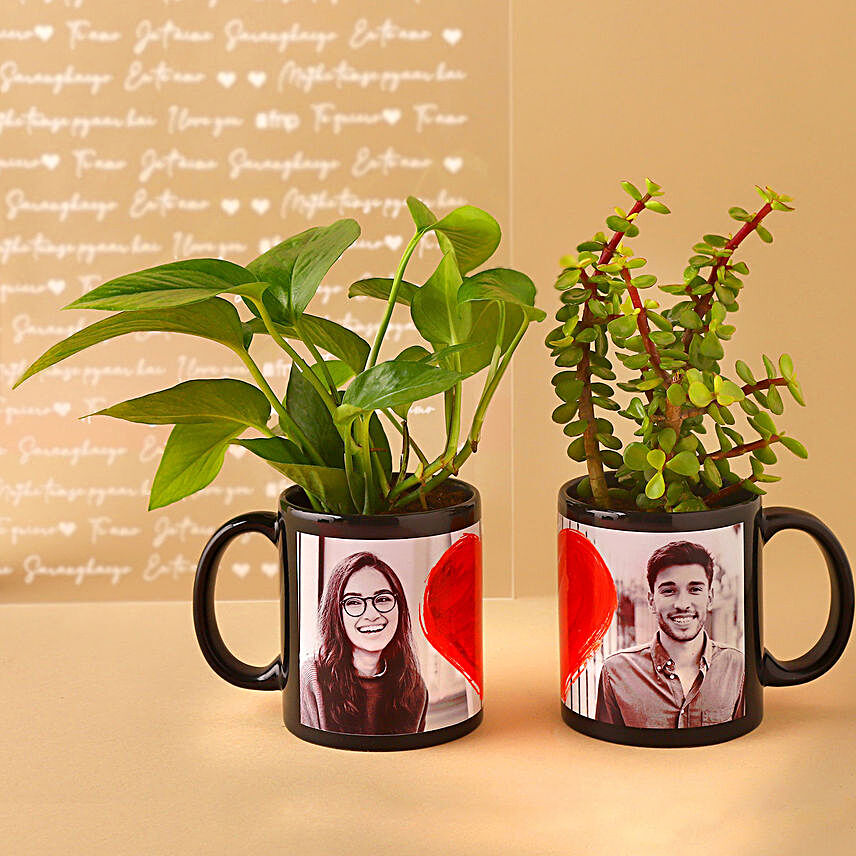 Plants In Personalised Couple Love Mug Set