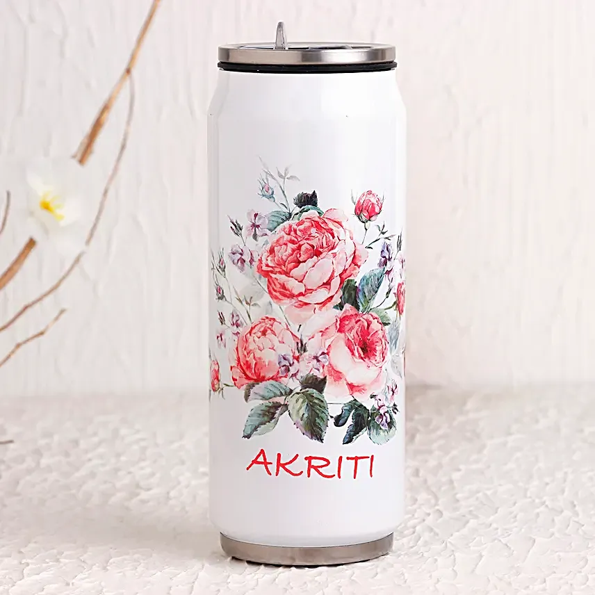 Personalised Floral Design Water Bottle