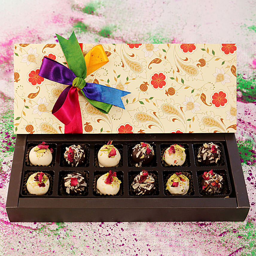 Happy Holi Assorted Thandai Truffles Box- 12 Pcs