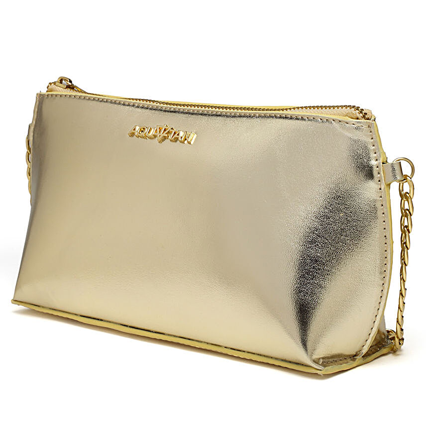 Vegan Leather Metallic Gold Crossbody Sling Bag by Fnp | Send Gifts Online