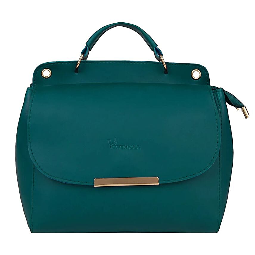 Vivinkaa Leatherette Flap Compartment Aqua Sling Bag