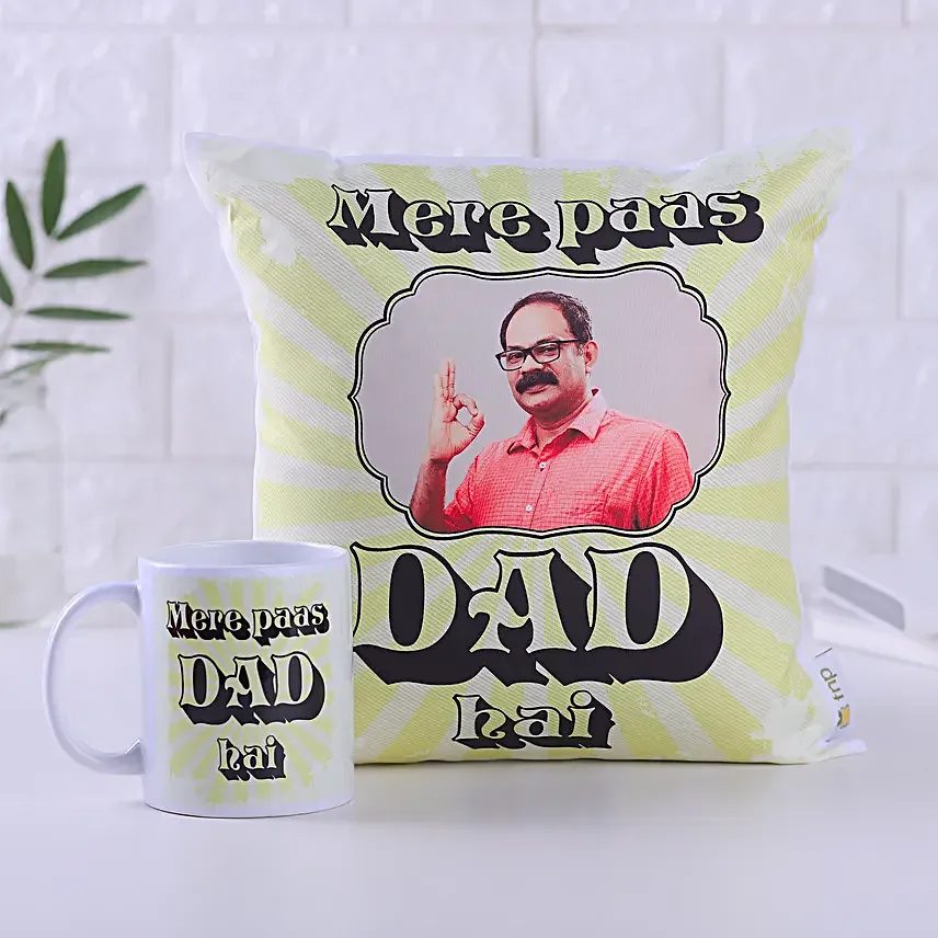 Dads Comfort Cushion N Personalised Mug Set