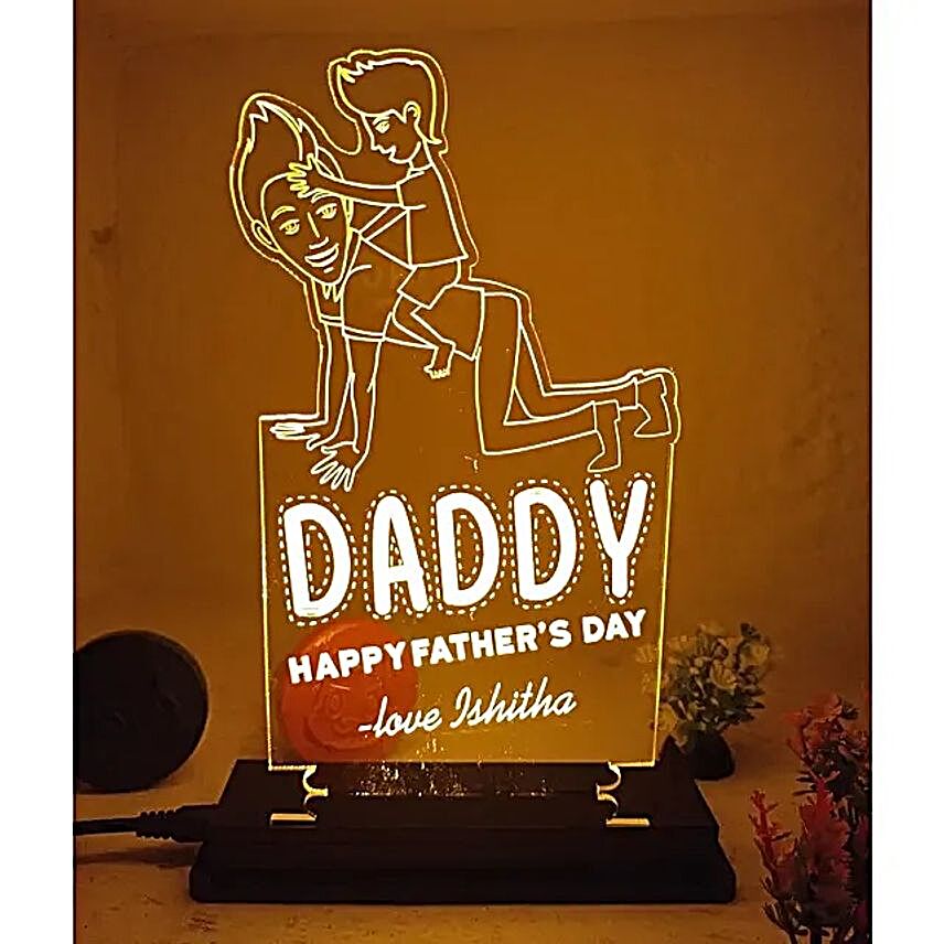 Personalised Happy Fathers Day Engraved LED Lamp