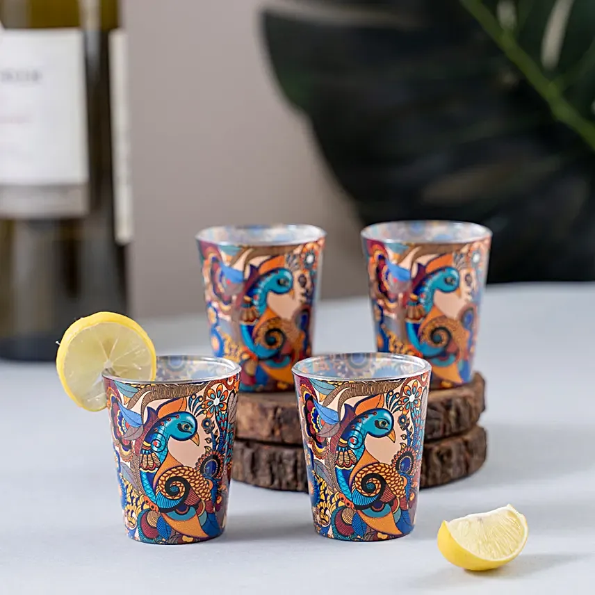 Peacock Shot Glass Set