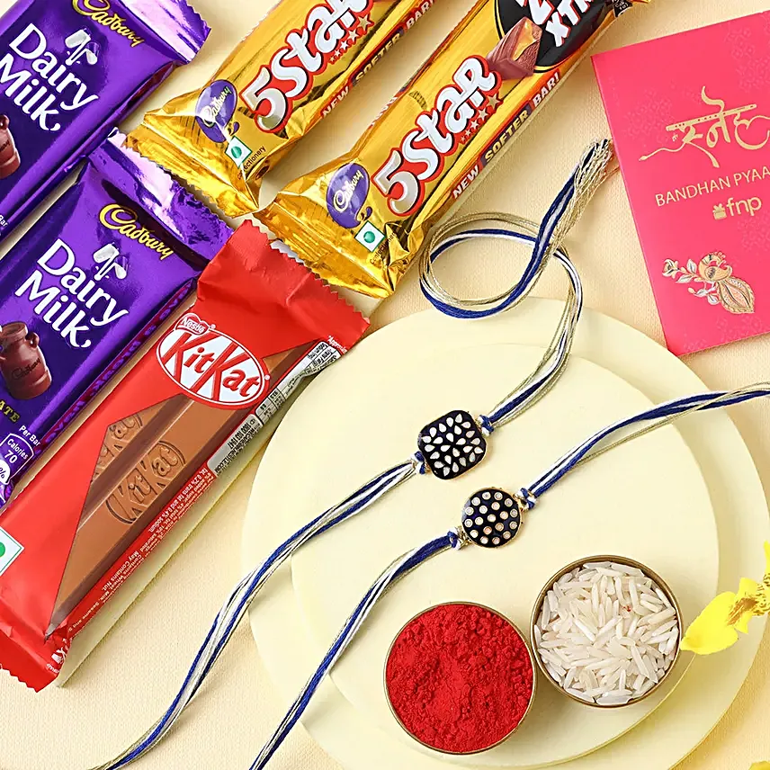Sneh Ethnic Meenakari Rakhi Set & Cadbury 5 Star Chocolates
