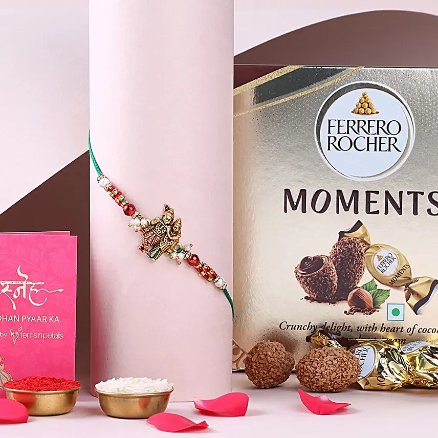 Sneh Radha Krishna Rakhi with Ferrero Rocher Chocolate Box