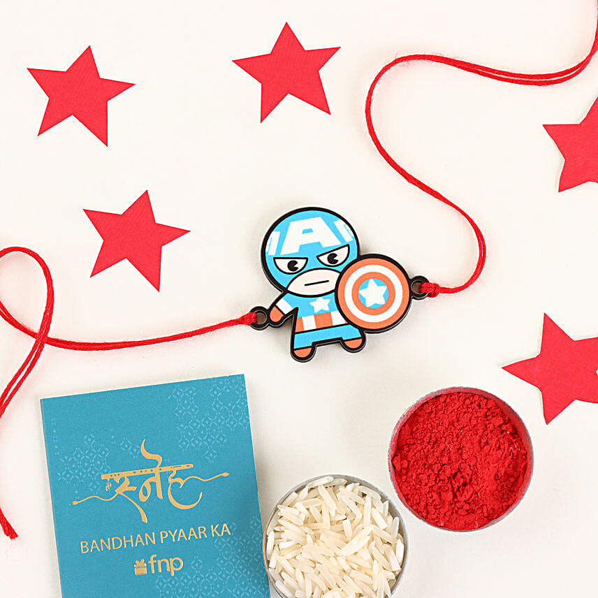 Captain America Rakhi N Puzzle Game Gift Set