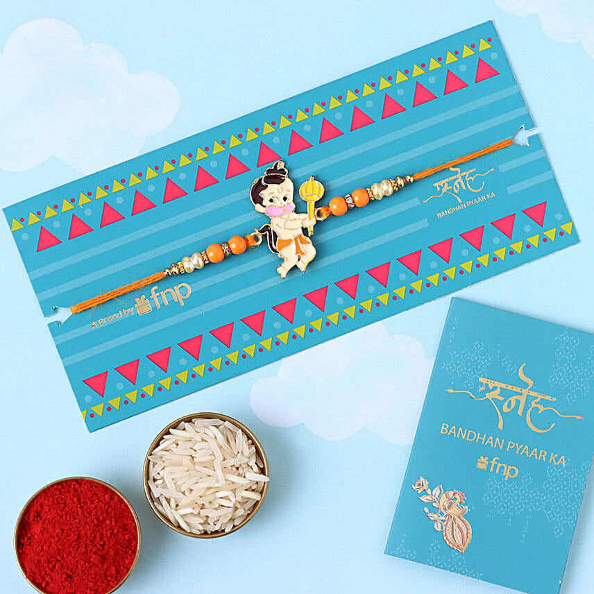 Sneh Bal Hanuman Rakhi with Grippie Crayons Box