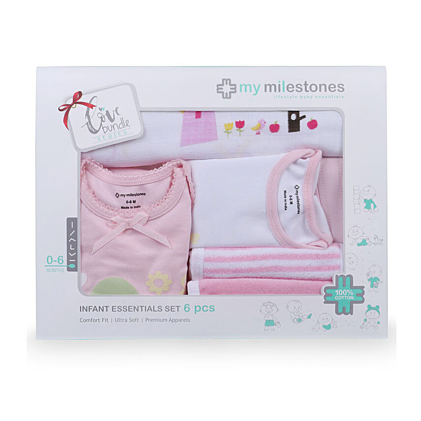 Cute Baby Infant Essentials Gift Set- Pink