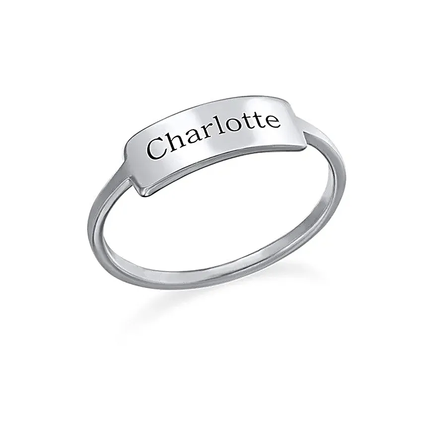 Personalised Name Engraved Silver Ring