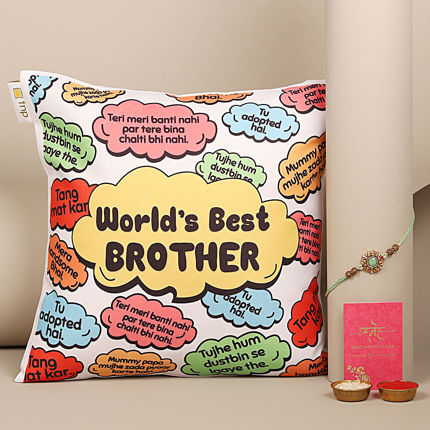 Sneh Meenakari Rakhi & World's Best Brother Cushion
