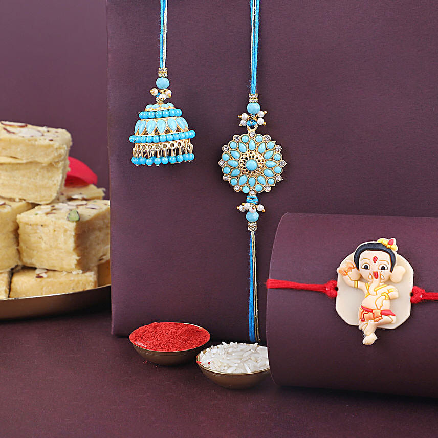 Sneh Sweet Family Rakhi Set & Soan Papdi