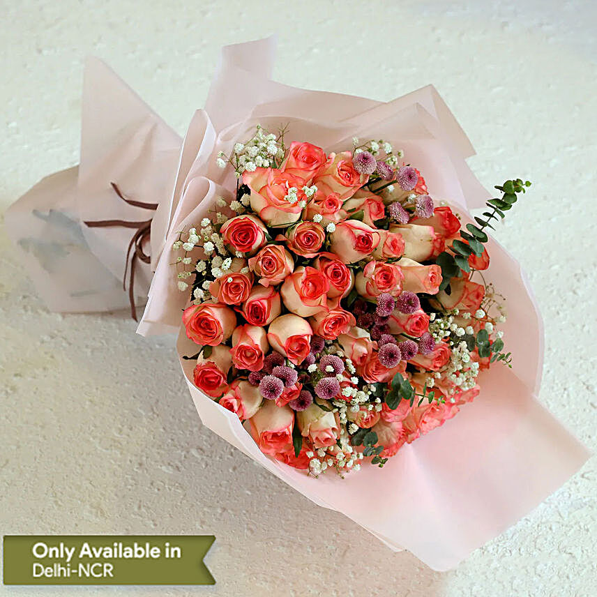Exotic Ema Roses & Pink Daisies Bouquet