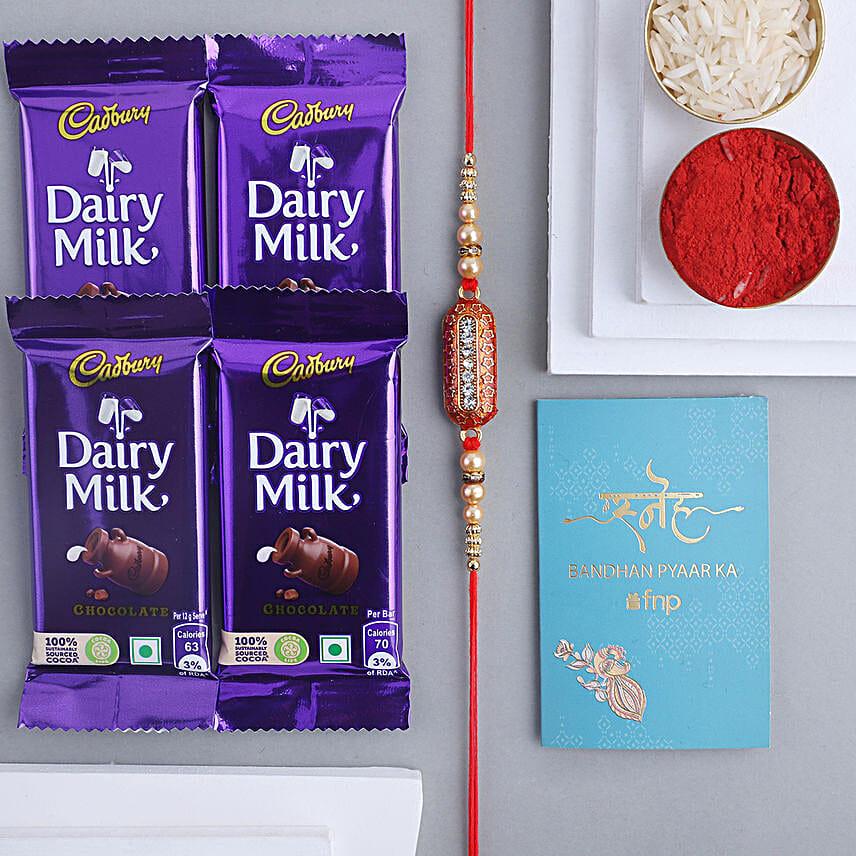 Sneh Ethnic Capsule Rakhi & Dairy Milk Chocolates