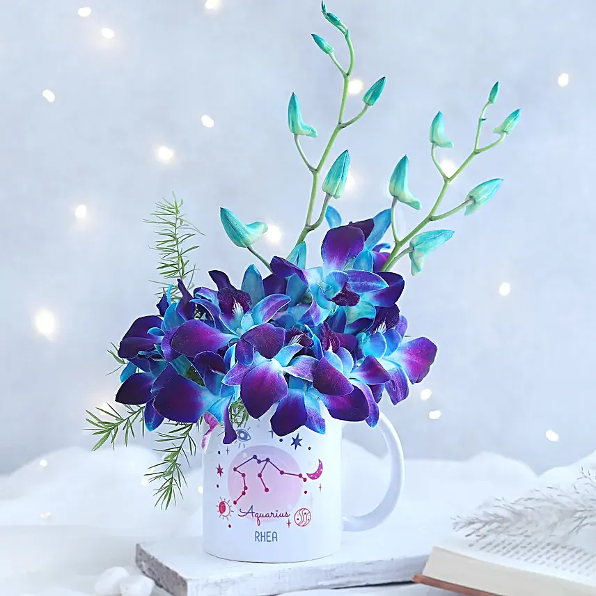 Enchanting Orchid Aquarius Personalised Mug