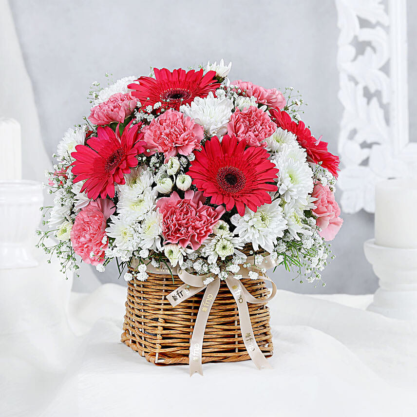 Blooming Spring Gerberas & Carnations Basket