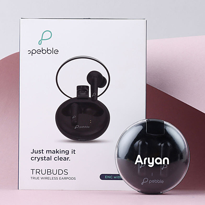 Pebble Personalised Name Earbuds