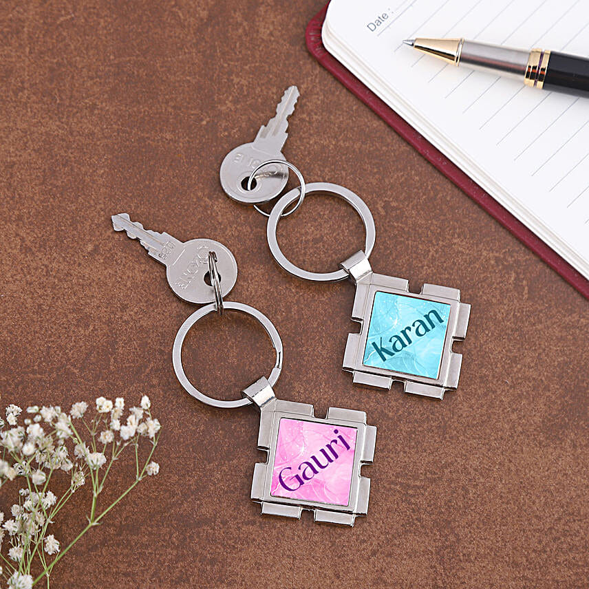 Name Printed Keychain Set of 2