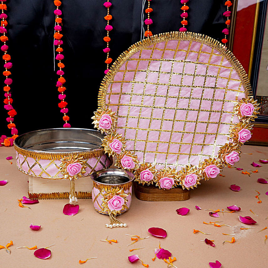 Pretty in Pink Karwa Chauth Thali Set