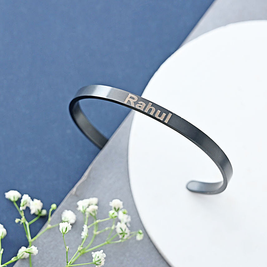 Personalised Black Half Cuff Bracelet