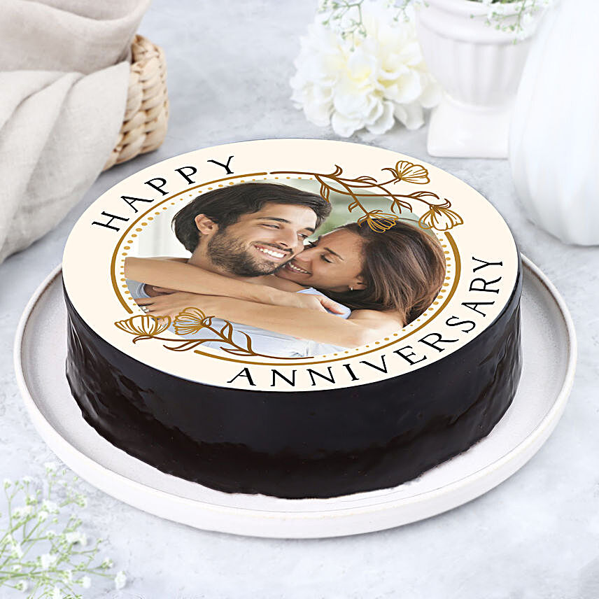 Personalised Anniversary Chocolate Photo Cake- 1Kg