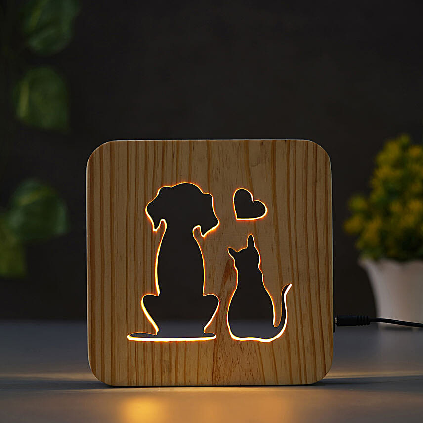 Forever Dog & Cat Love Table Lamp
