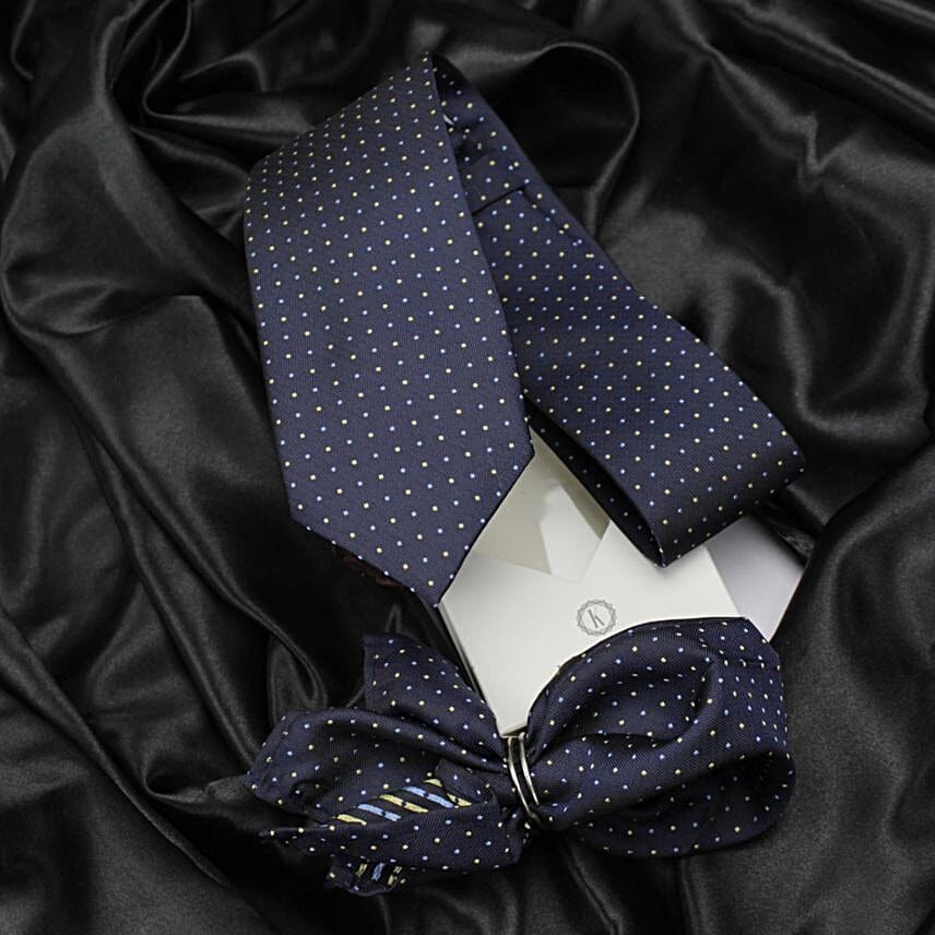 Kavove Refreshing Blue Polka Dot Tie Gift Combo