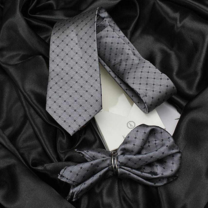 Kavove Silver Suave Tie & Pocket Square Set