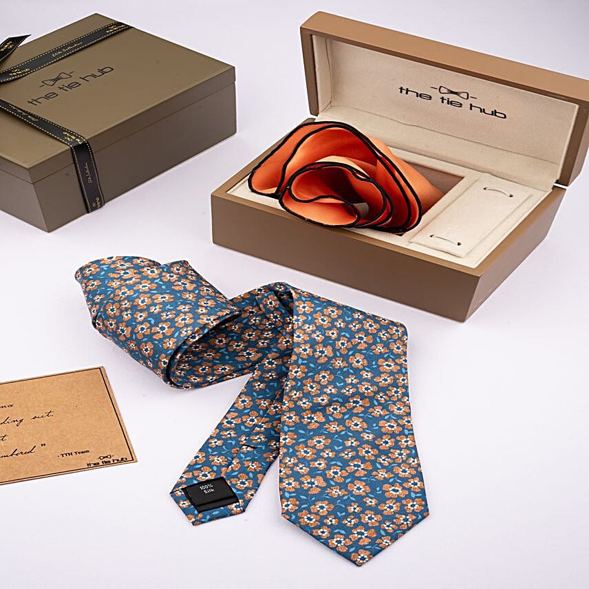 Spring Style Blue Tie & Pocket Square Set
