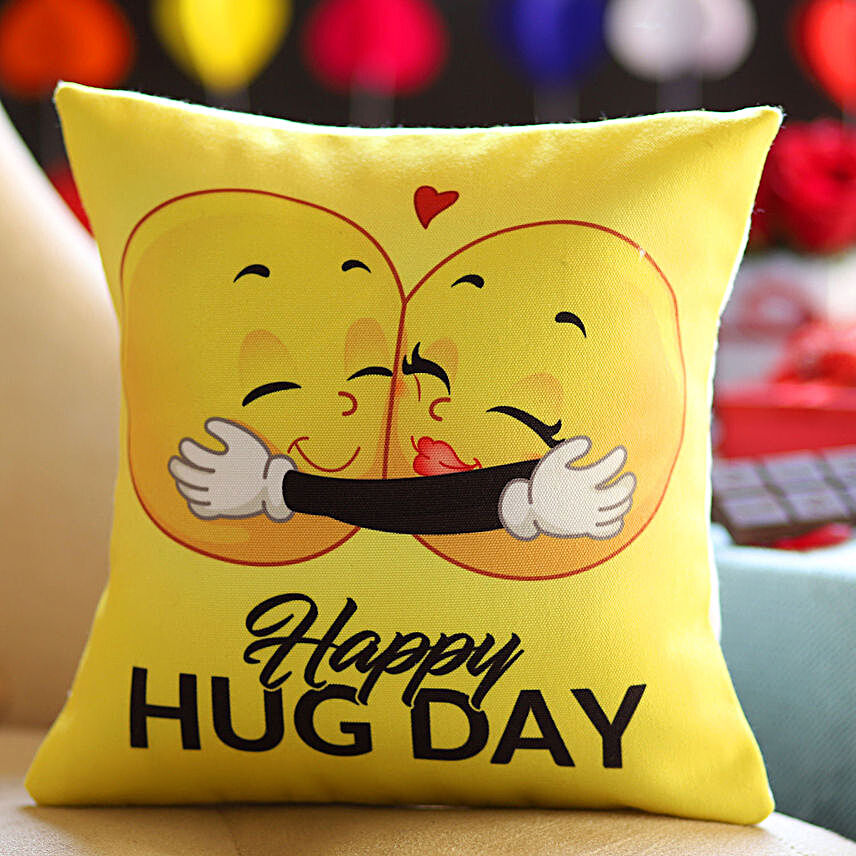Happy Hug Day Emoji Bliss Cushion