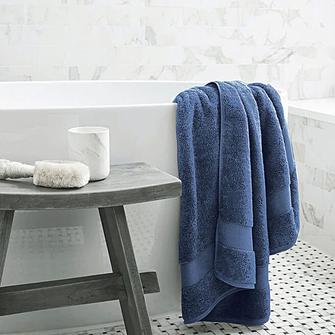 Buy/Send Luxe Haven Bath Towel Navy Blue Online FNP