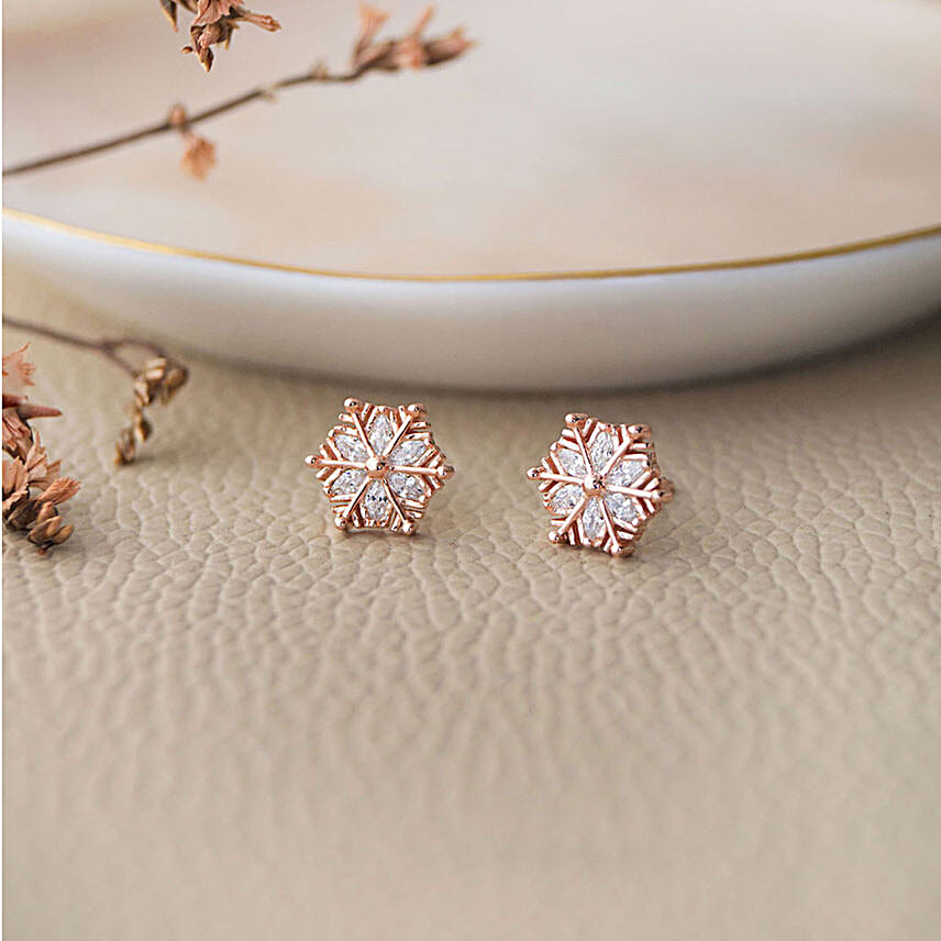 925 Silver Glow Rose Gold Stud Earrings