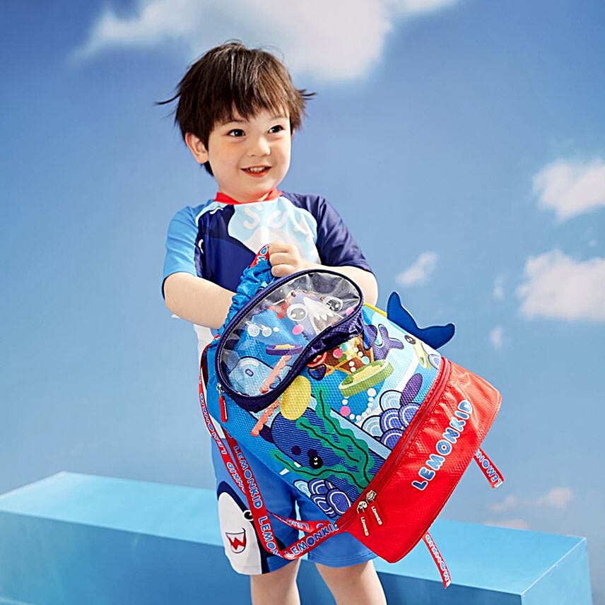 Dino Waterproof Swimming Bag- Blue