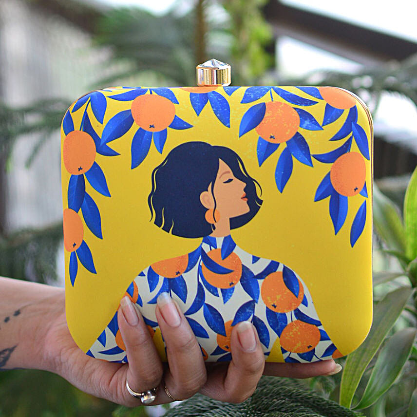 Buy Send Artklim Artistic Orange Girl Clutch Bag Online FNP