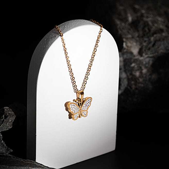 Buy/Send Personalised Gorgeous Butterfly Bling Pendant Online- FNP