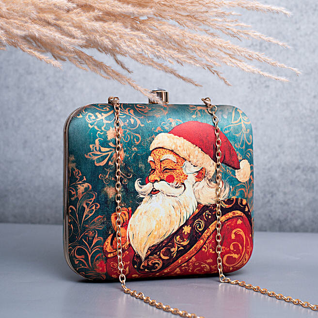 Buy/Send Artklim Santa Claus Printed Clutch Bag For Women Online- FNP