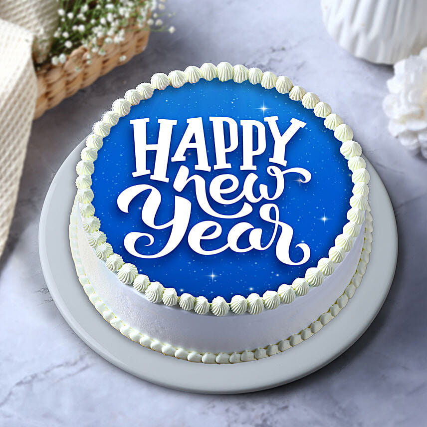 New Year Wishes Vanilla Cake- Eggless 2 Kg