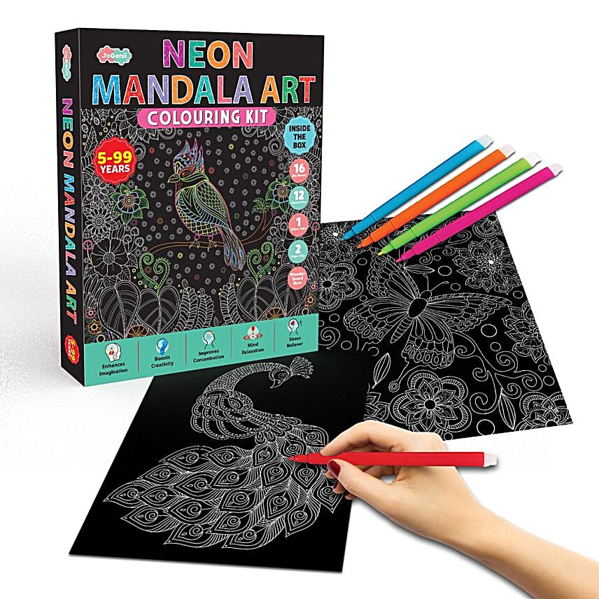 JoGenii Neon Mandala Art Colouring Kit