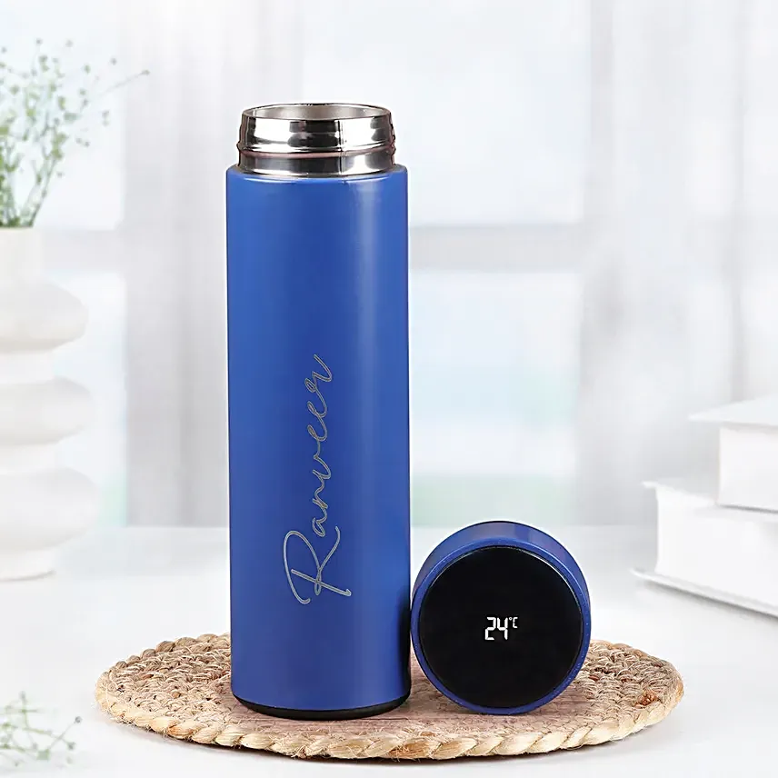 Personalised Temperature Hydration Bottle Blue