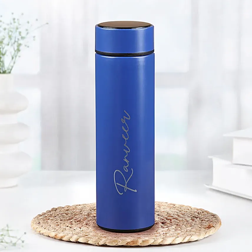 Personalised Temperature Hydration Bottle Blue