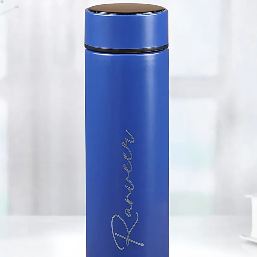 Personalised Temperature Hydration Bottle Blue