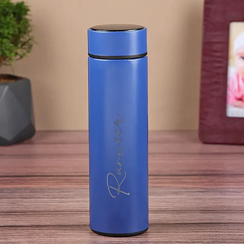 Personalised Temperature Hydration Bottle Blue