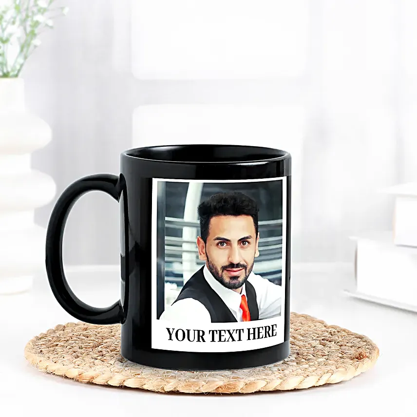 Personalised Photo Mug-black ceramic coffee mug
