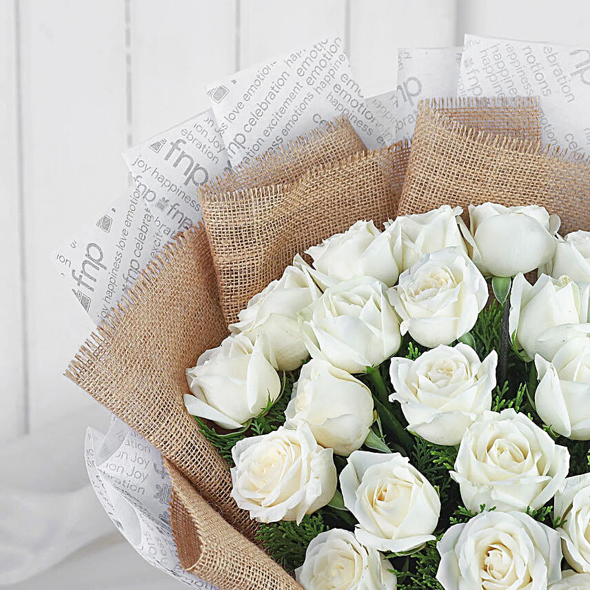 White Winter Roses Bouquet