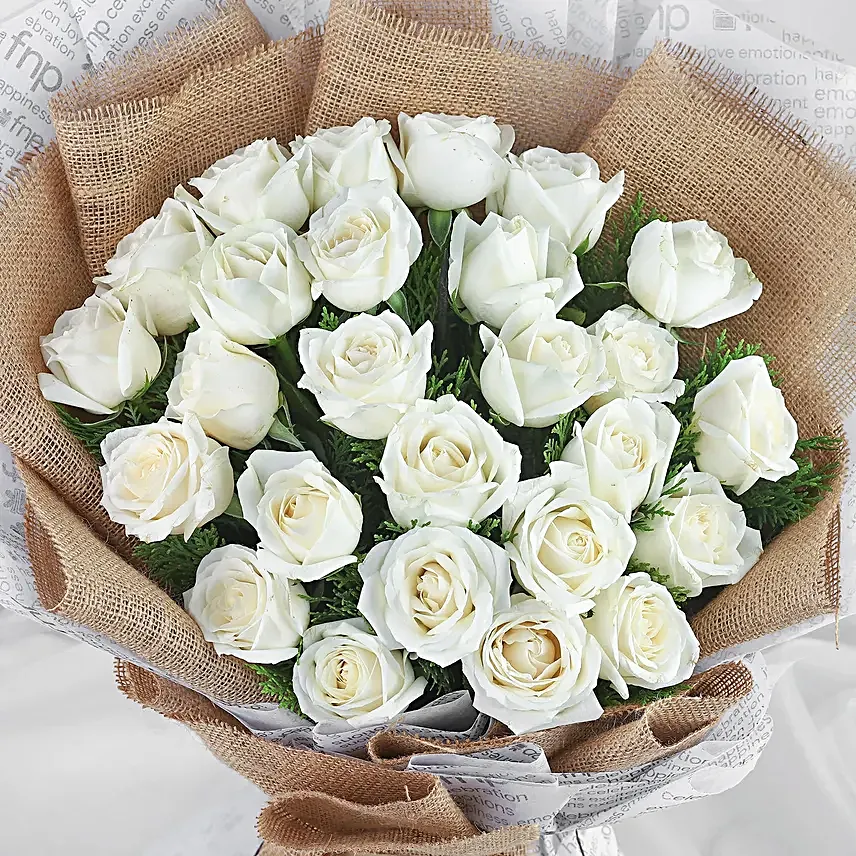 White Winter Roses Bouquet